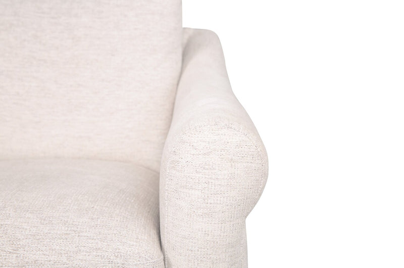 Mallie 84\" Chenille Fabric Sofa with Rolled Arms and Wood Legs - Shell White