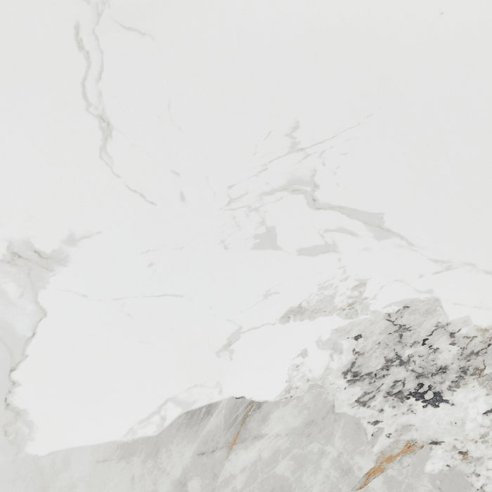 Alwin Dining Table with Sintered Stone Top, Hourglass Base with Gold Accent - 47.25\"W Round - Brown