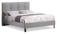Amos Upholstered Platform Bed in Grey Fabric with Tufted Headboard - King Size 