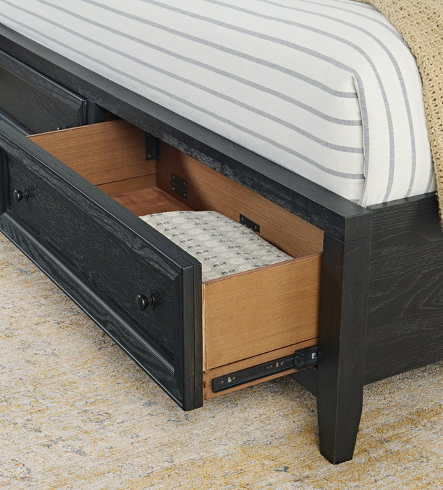 Casa Panel Bed with Headboard & Frame, Wood, Black - King Size