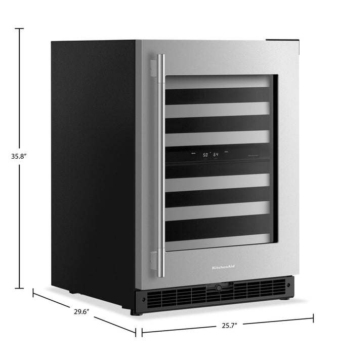 KitchenAid 24\" Undercounter Wine Cooler with Full-Extension – Stainless Steel - KUWR324SSB