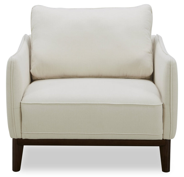 Cindy Crawford Home Gena 38.5\" Linen-Look Fabric Chair with Removable Back Cushion - Cotton White