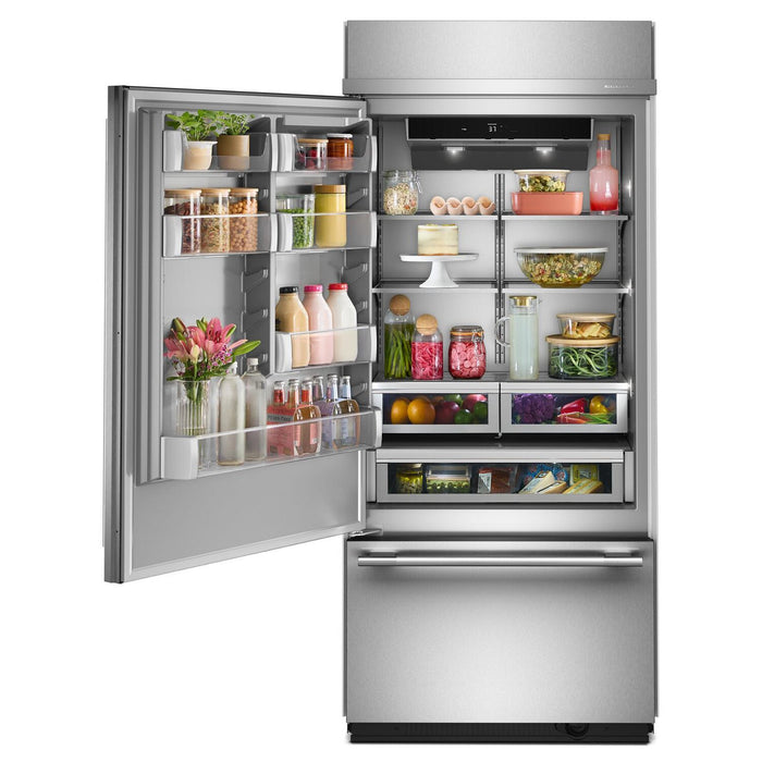 KitchenAid 36\" 20.8 Cu. Ft. Built-In Bottom Mount Refrigerator - PrintShield Stainless Steel -KBBL336SPS