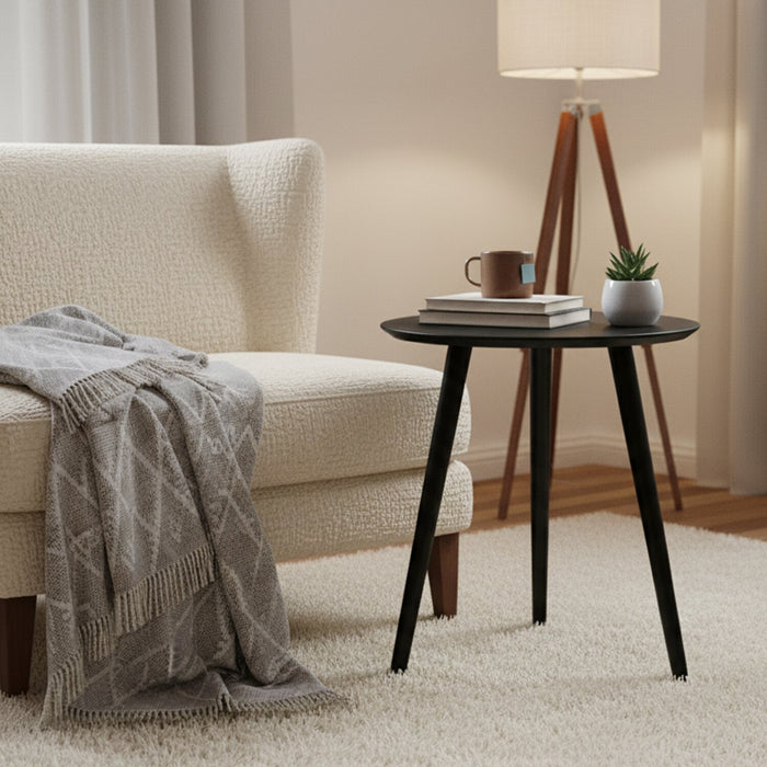 Viola 20\" Modern Round End Table – Black Ash 