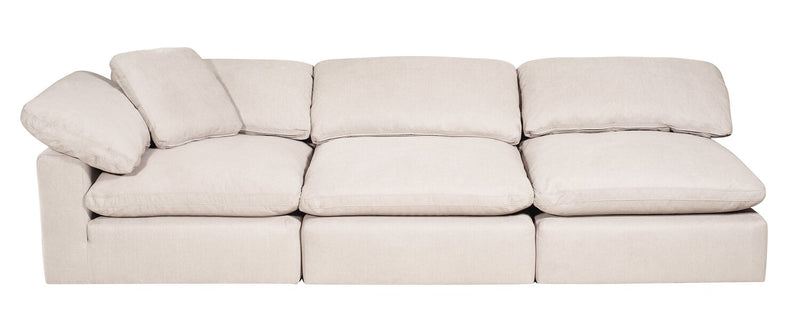 Eclipse Modular 8-Piece Linen-Look Fabric Sectional with Reversible Feather Down Cushions - Linen White