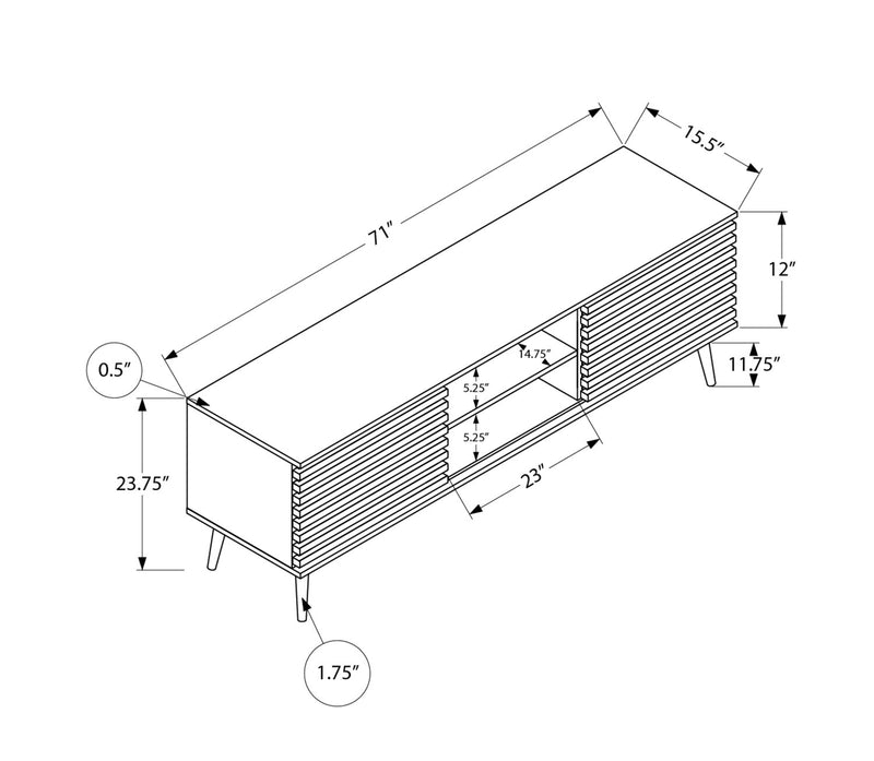 Gemma 72\" Rustic TV Stand with Storage and Cable Management for TVs up to 80\"- Brown