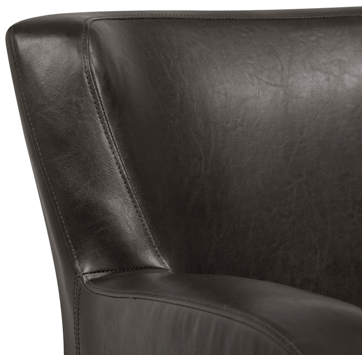 Zello 29.92\" Faux Leather Accent Chair with Wood Legs - Brown