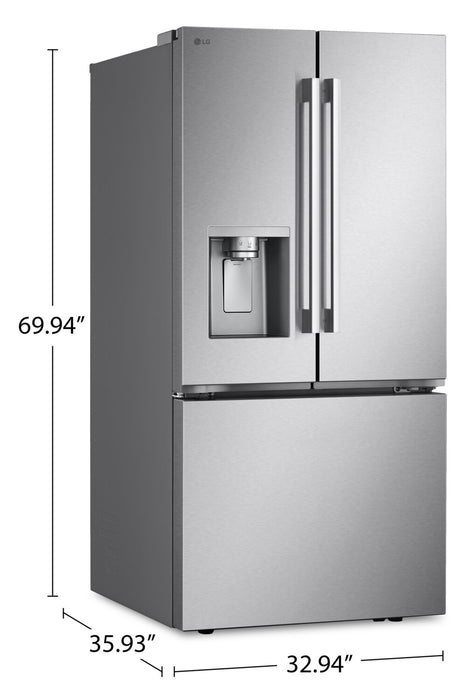 LG 33\" 25 Cu. Ft. French-Door Standard-Depth Refrigerator - Stainless Steel - LF25H6330S