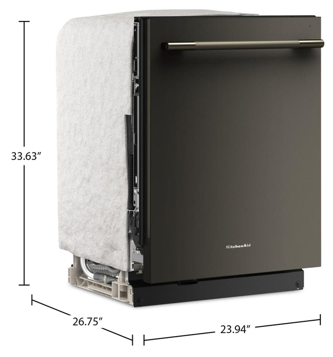 KitchenAid 24\" 44 dBA Dishwasher with 360° Max Jets™ Third Rack – Black Ore - KDTS624SBE