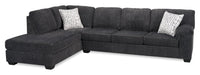 Made in Canada Morgan 2-Piece Left-Facing Chenille Fabric Sectional with Sofa and Accent Pillows - Grey 
