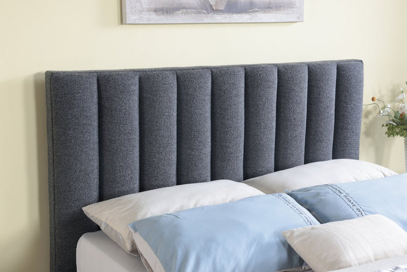 Kort & Co. Rain Upholstered Platform Bed in Charcoal Fabric, Tufted - Queen Size