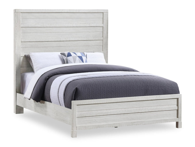 Haven Panel Bed with Headboard & Frame, White - Queen Size