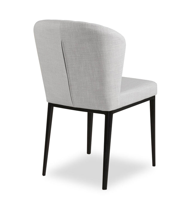 Zoe Dining Chair with Polyester Fabric & Channeled Tufting, Metal - Grey