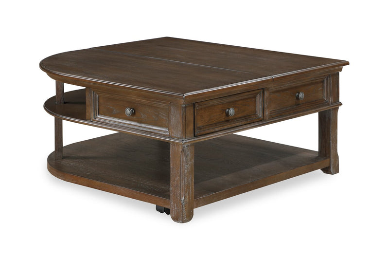 Weston 38” Traditional Lift Top Coffee Table with Storage and Casters - Brown Elm