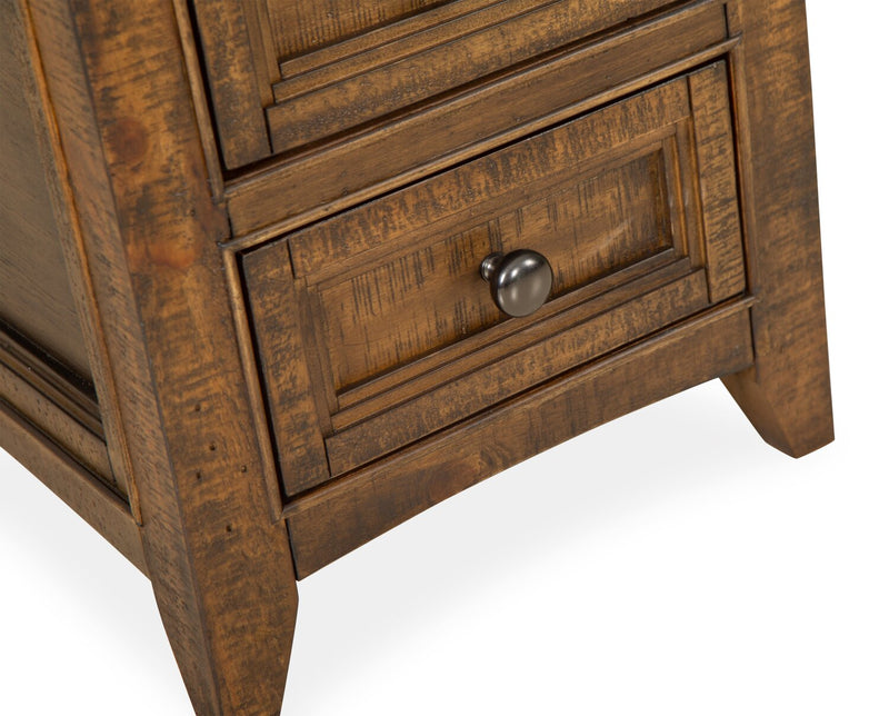 Hanson 15” Traditional Pine Chairside Table with Storage - Toasted Nutmeg