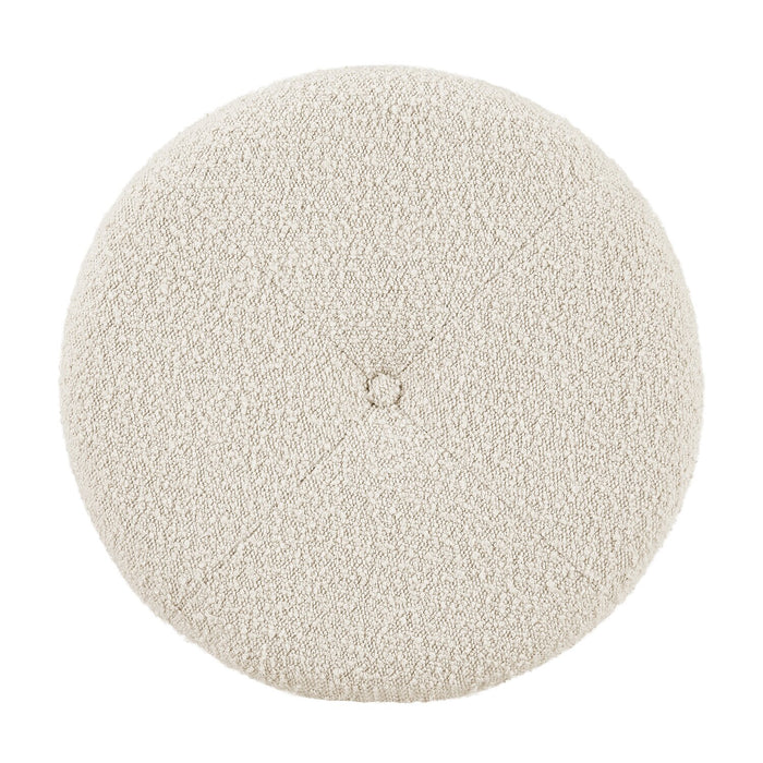 Ontario 14.75\" Round Fabric Storage Ottoman - White