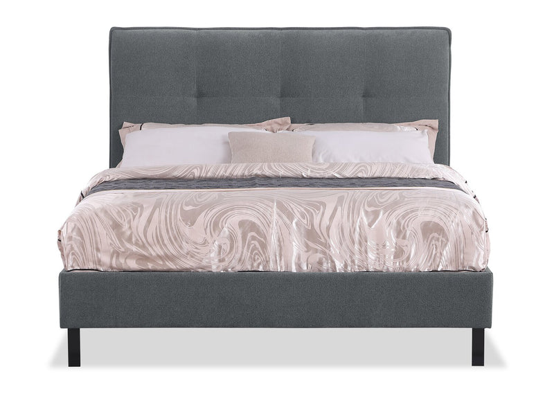Amos Upholstered Headboard in Charcoal Fabric, Tufted - King Size