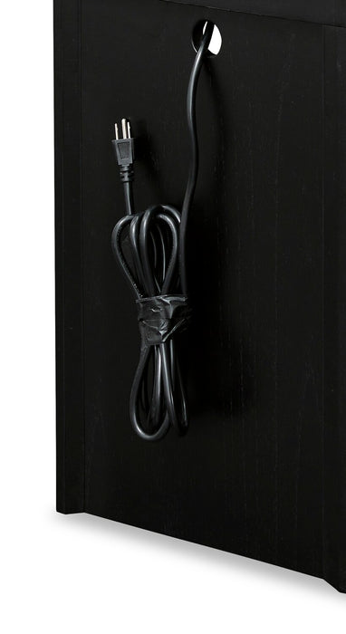 Julian 16” Contemporary Chairside Table with USB Ports - Black