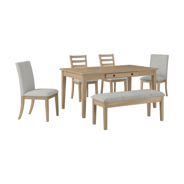 Cove Dining Chair with Cushion Fabric Seat, Ladder-Back – Natural/Grey