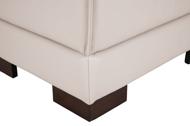 Citadel 3-Piece Left-Facing Top-Grain Genuine Leather Sectional with Wood Legs - Frost White