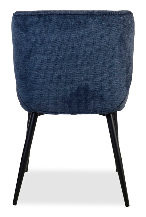 Sara Wing-Back Dining Chair with Polyester Fabric, Metal - Blue