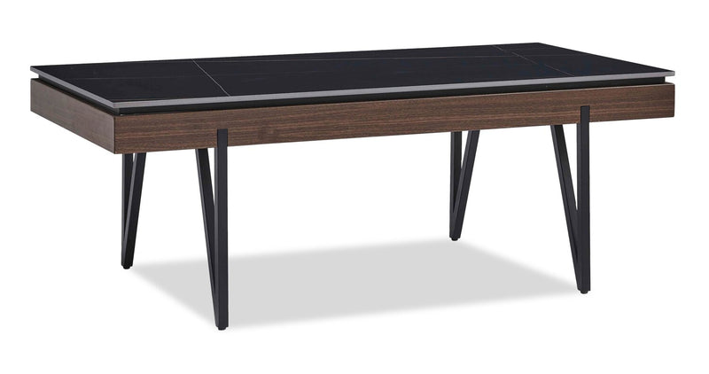 Juno 48\" Modern Coffee Table with Sintered Stone Top - Black