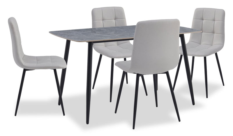 Arlo Dining Chair with Cushion Fabric Tufted Seat & Back, Metal – Grey