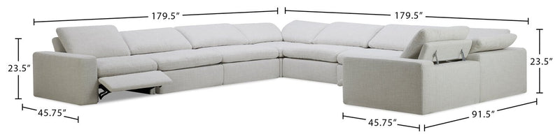 Sky Modular 8-Piece Fabric Power Reclining Sectional with Removable Feather Down Cushions - Nathan Wheat