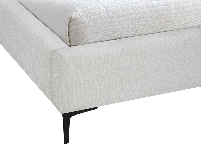 Luna Upholstered Wingback Bed in White Fabric - Queen Size