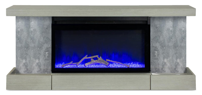Drift 48\" Electric Fireplace with Wall-mount Mantel – Grey 