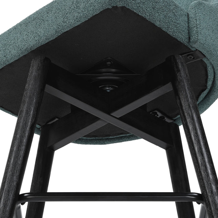 Nash Counter-Height Stool with Swivel Seat, Polyester Fabric, Metal - Blue