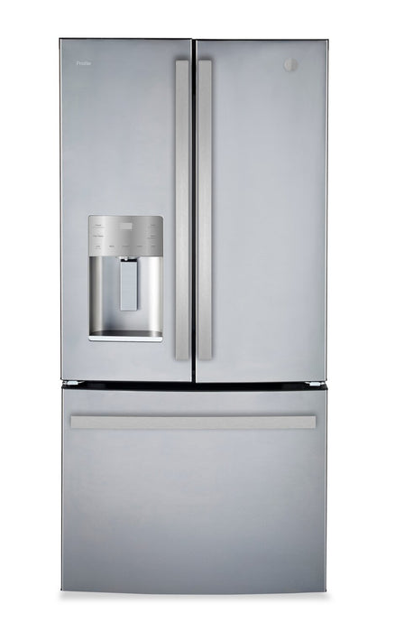 GE 33\" 17.5 Cu Ft. French-Door Counter-Depth Refrigerator – Stainless Steel - PYE18HYRCFS