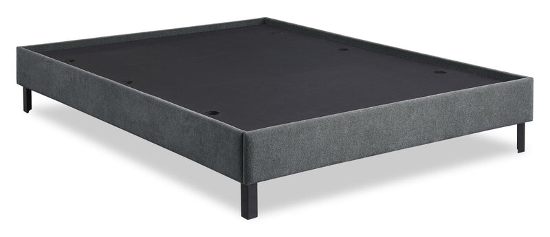 Amos Upholstered Platform Bed Base in Charcoal Fabric - Queen Size