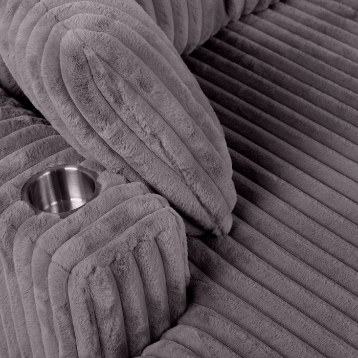 Kenny 52.8\" Ultra Plush Faux Fur Fabric Chaise Lounge – Grey 