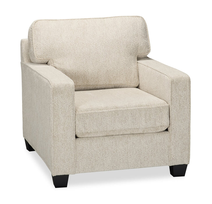 Made in Canada Lennox 35\" Chenille Fabric Chair with Reversible Cushions and Track Arms - Taupe