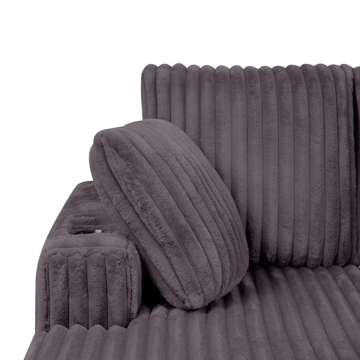 Kenny 52.8\" Ultra Plush Faux Fur Fabric Chaise Lounge – Grey 