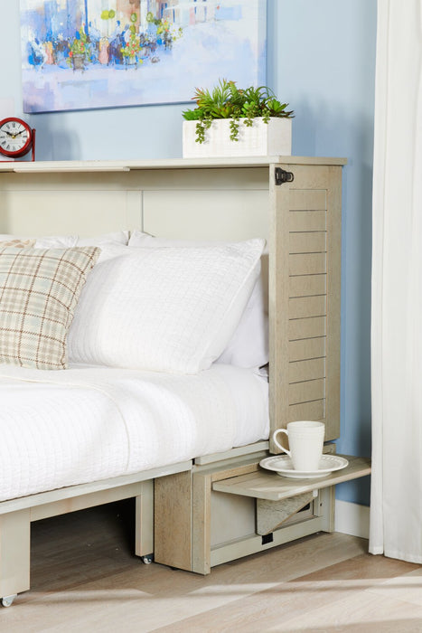 Parker Cabinet Bed with Memory Foam Mattress, Brushed Driftwood - Queen Size   