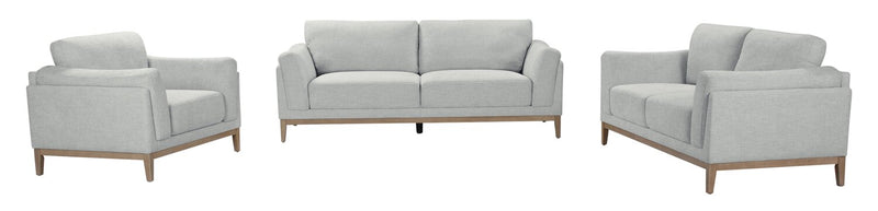 Valley 83.5\" Fabric Sofa with Rubberwood Base and Legs - Grey