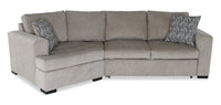 Made in Canada Legend 2-Piece Left-Facing Chenille Fabric Cuddler Sleeper Sectional - Platinum Beige 