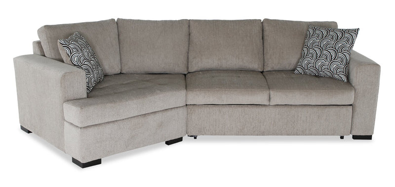 Made in Canada Legend 2-Piece Left-Facing Chenille Fabric Cuddler Sleeper Sectional - Platinum Beige