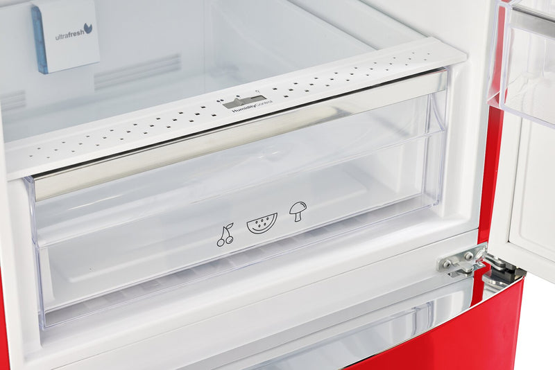 Classic Retro by Unique 24\" 12 Cu. Ft. Bottom-Freezer Refrigerator - Candy Apple Red - UGP-340L AC R