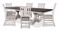 Willow 7pc Dining Set with Table & 6 Chairs, 84-106