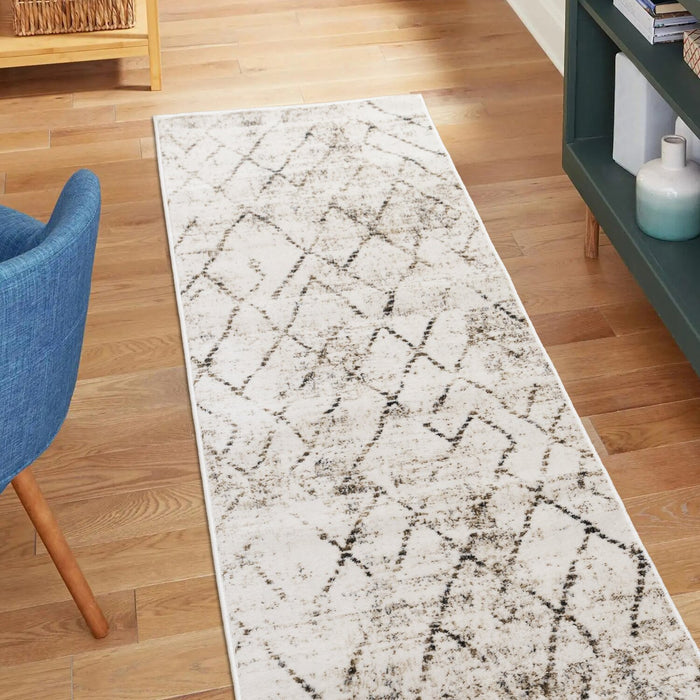 Fresh Washable Cream Geometric Rug - 2'0\" x 6'7\" 
