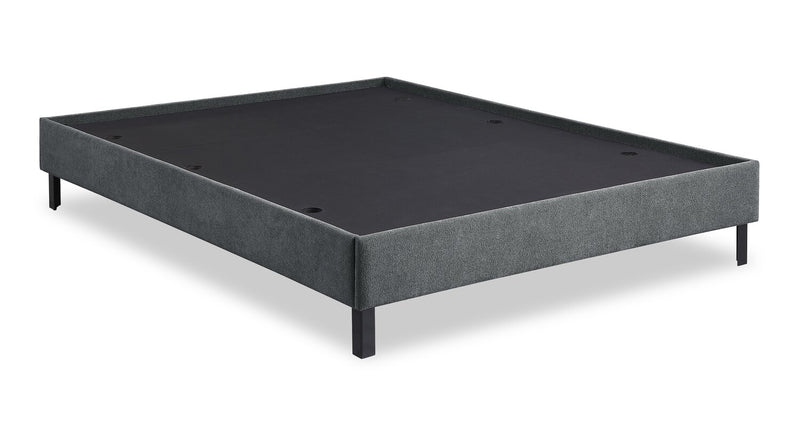 Amos Upholstered Platform Bed in Charcoal Fabric with Channelled Headboard - Full Size