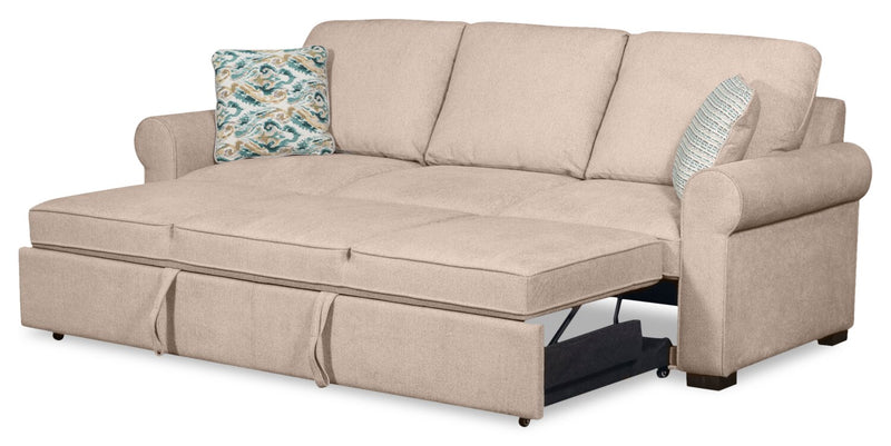 Scott Living Haven 96\" Chenille Fabric Sleeper Sofa with Wood Legs - Taupe