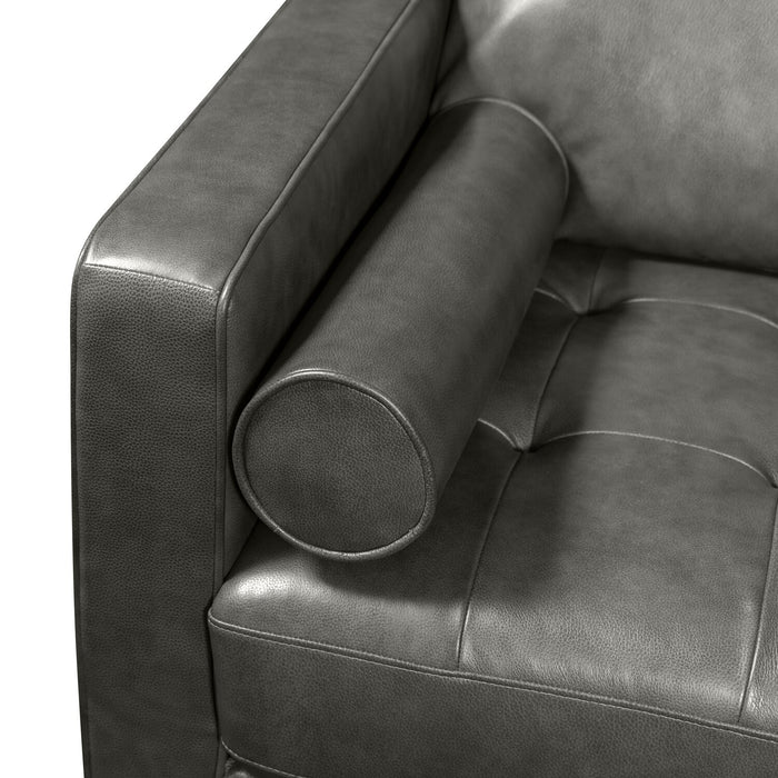 Edge 2-Piece Right-Facing Genuine Leather Sectional with Wood Legs and Removable Back Cushions - Grey