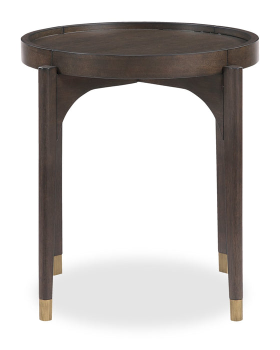 Neeva 24\" Modern Round End Table - Dark Brown Birch