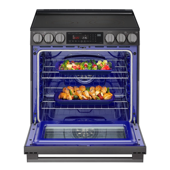 LG 6.3 Cu. Ft. Smart Electric Range with Air Fry – Black Stainless Steel - LSEL6335ZE