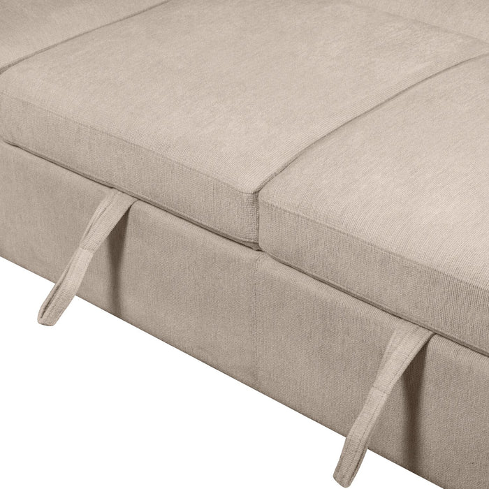 Envy 5-Piece Left-Facing Chenille Fabric Sleeper Sectional with Storage Chaise - Almond Beige