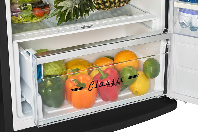Unique Classic Retro 24\" 11 Cu Ft. Top Freezer Refrigerator – Midnight Black - UNQ-310L B TM
